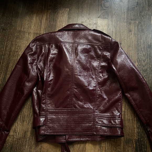 PARKER woman’s burgundy moto jacket NWOT worn once to try on size M - Picture 4 of 8